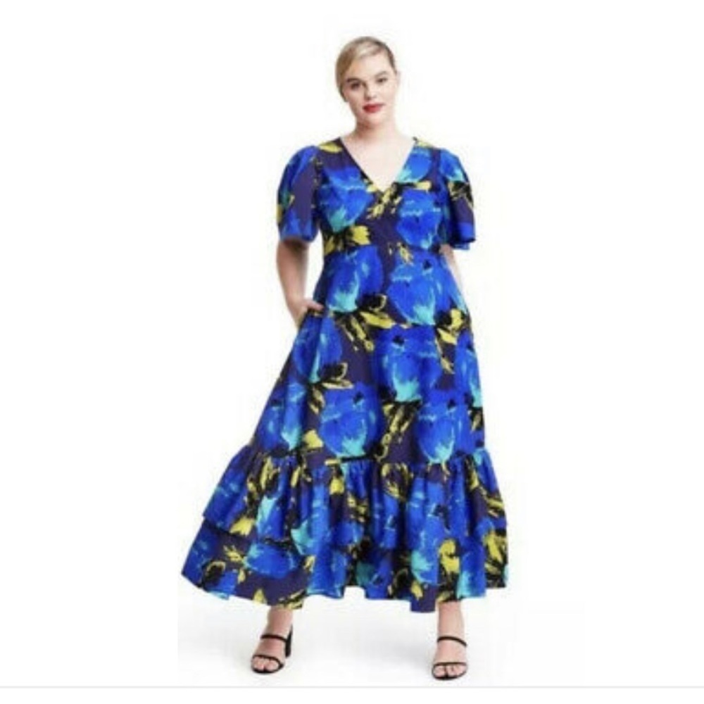 Christopher John Rogers Puff Sleeve Tiered Dress